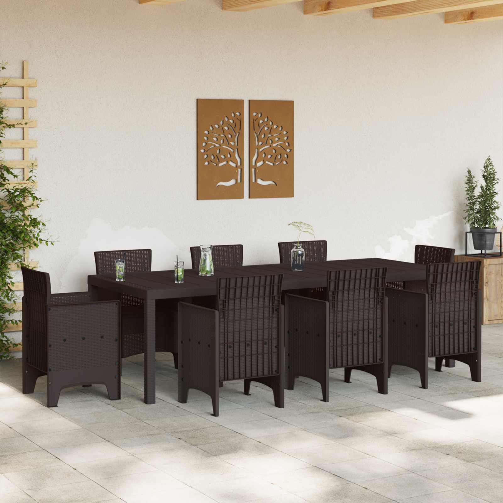 Mesa De Jardín 250 X 100 X 73 Cm Ratán Sintético