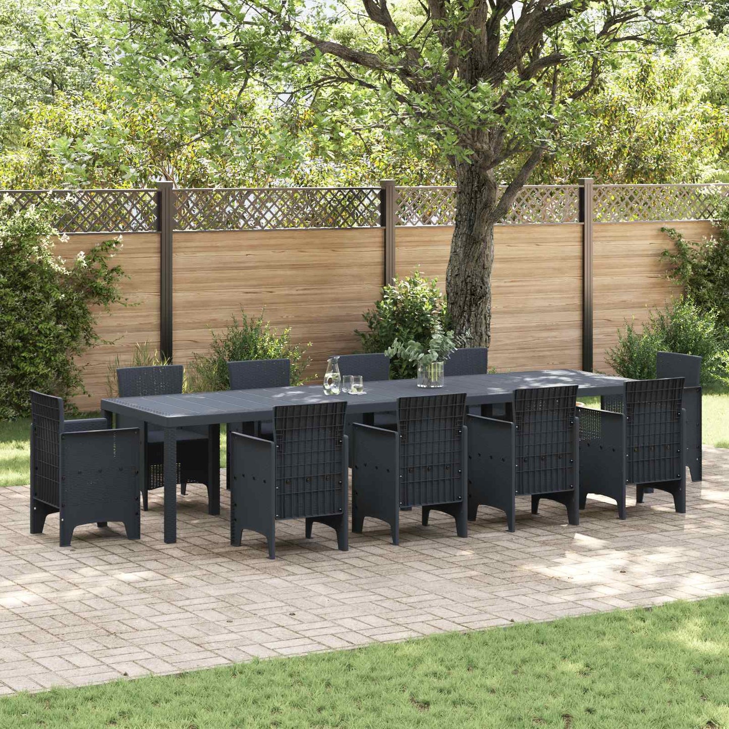 Mesa De Jardín 250 X 100 X 73 Cm Ratán Sintético