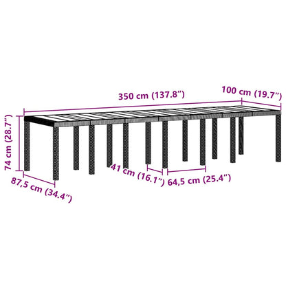 Mesa De Jardín 350 X 100 X 74 Cm Ratán Sintético