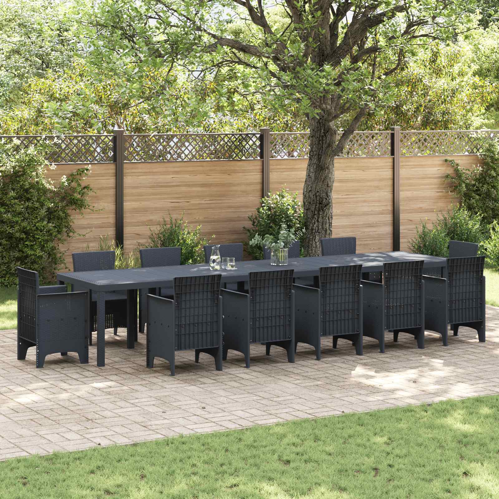 Mesa De Jardín 250 X 100 X 73 Cm Ratán Sintético