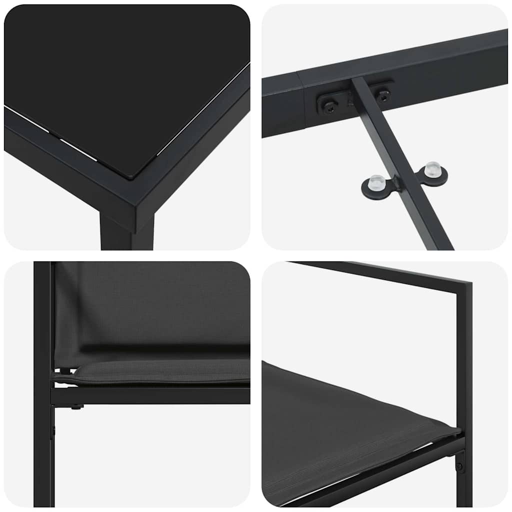 Conjunto De Comedor De Jardín 9 Pcs Negro 200 X 80 X 73 Cm
