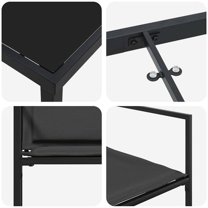 Conjunto De Comedor De Jardín 9 Pcs Negro 200 X 80 X 73 Cm
