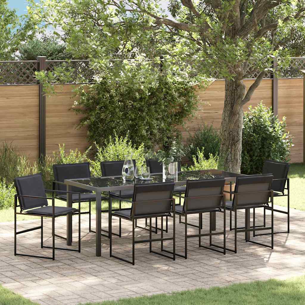 Conjunto De Comedor De Jardín 9 Pcs Negro 200 X 80 X 73 Cm