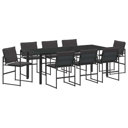 Conjunto De Comedor De Jardín 9 Pcs Negro 200 X 80 X 73 Cm