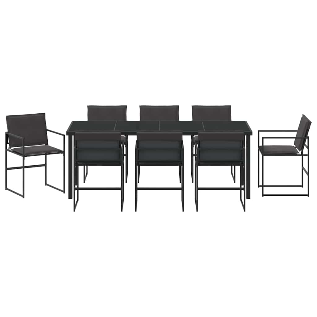 Conjunto De Comedor De Jardín 9 Pcs Negro 200 X 80 X 73 Cm