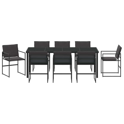 Conjunto De Comedor De Jardín 9 Pcs Negro 200 X 80 X 73 Cm