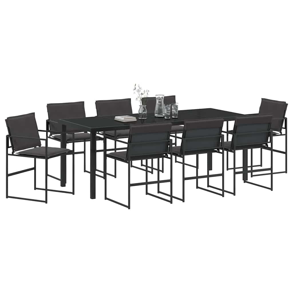 Conjunto De Comedor De Jardín 9 Pcs Negro 200 X 80 X 73 Cm