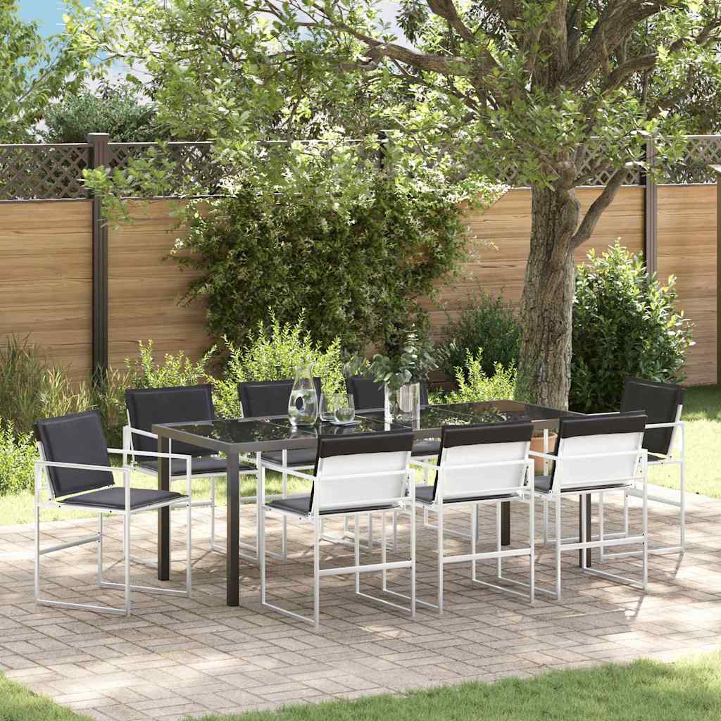 Conjunto De Comedor De Jardín 9 Pcs Negro 200 X 80 X 73 Cm