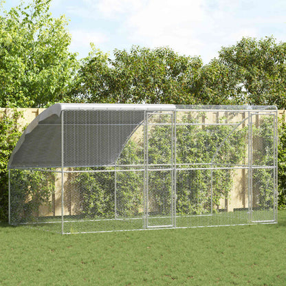Jaula Para Pollos 3 Pcs Plateado 600 X 200 X 200 Cm Acero Y Pe
