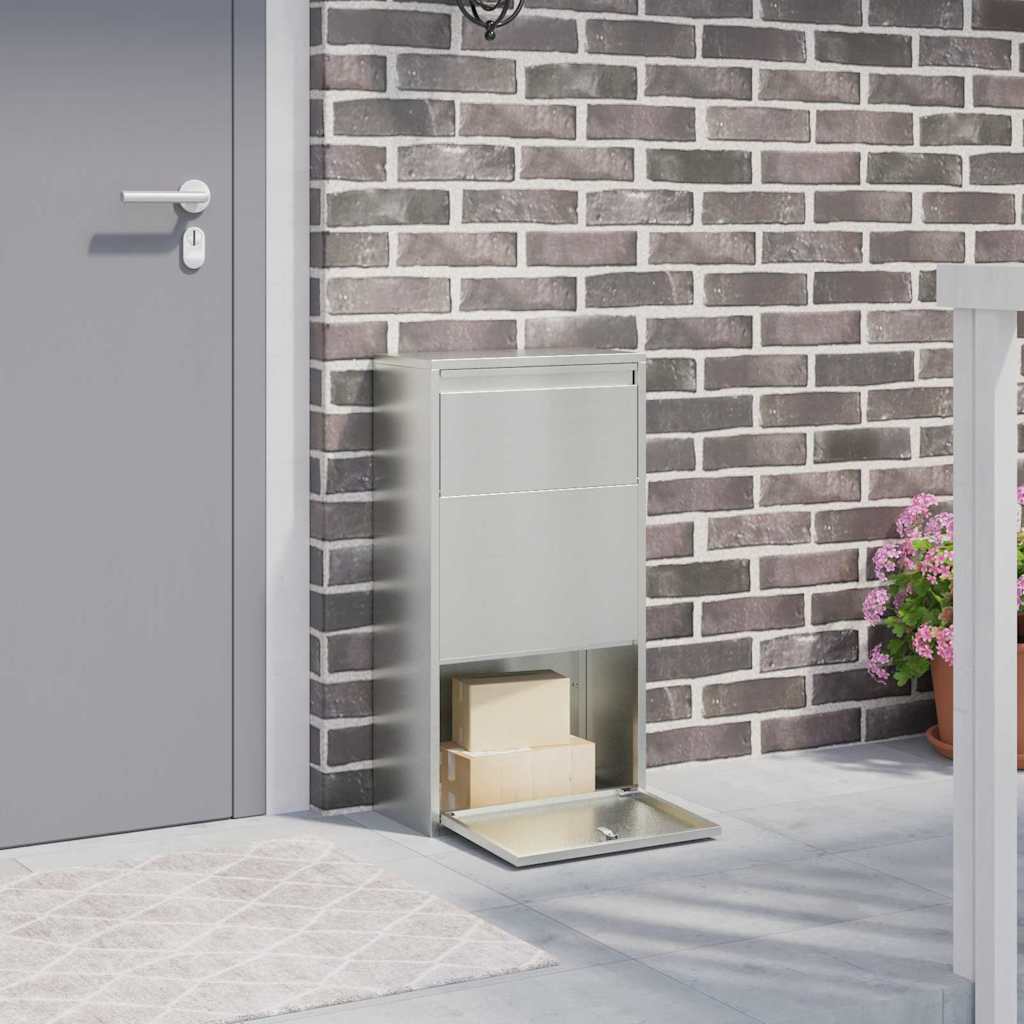 Caja De Entrega De Paquetes Con Puerta Plateado 44 X 22 X 82 Cm