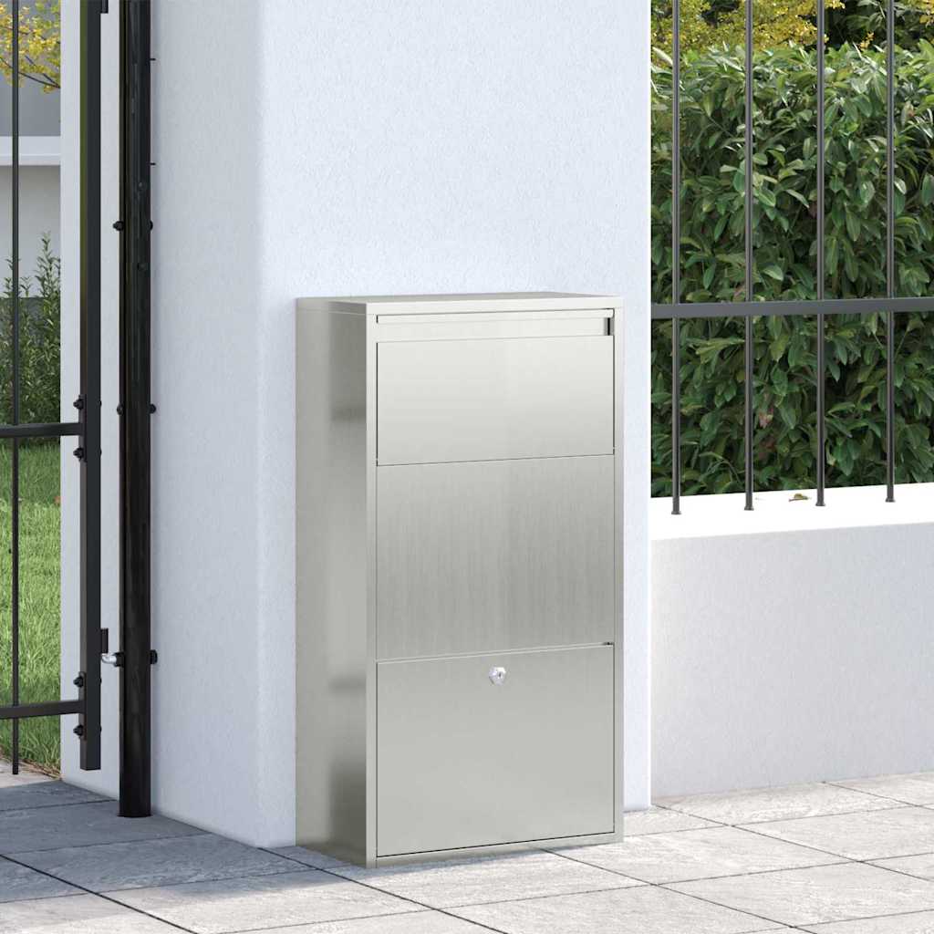 Caja De Entrega De Paquetes Con Puerta Plateado 44 X 22 X 82 Cm