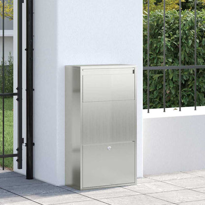 Caja De Entrega De Paquetes Con Puerta Plateado 44 X 22 X 82 Cm