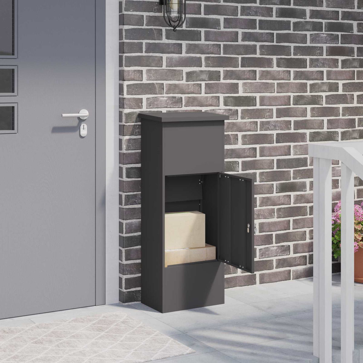 Caja De Entrega De Paquetes Negro 44,5 X 29 X 110,5 Cm