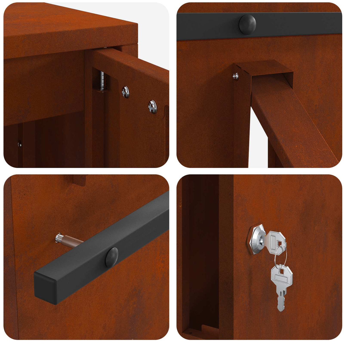 Buzón Con Puerta Oxidado 30 X 20 X 55 Cm Acero Autopatinable