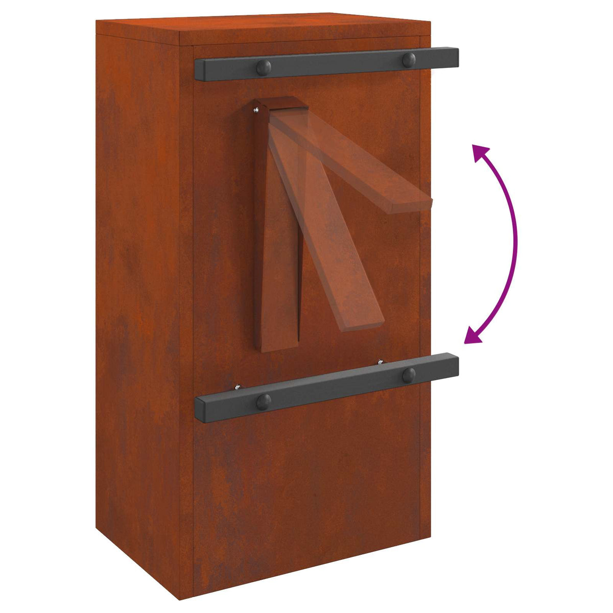 Buzón Con Puerta Oxidado 30 X 20 X 55 Cm Acero Autopatinable