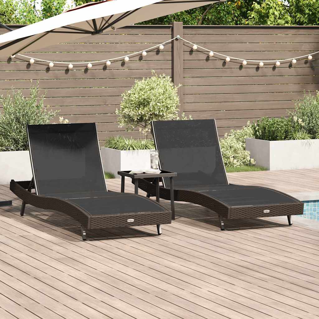 Tumbona 3 Pcs 197 X 70 X 82 Cm Ratán Sintético