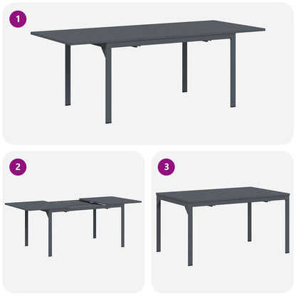 Mesa De Cena Exterior Plegable Antracita 210 X 90 X 73 Cm Acero