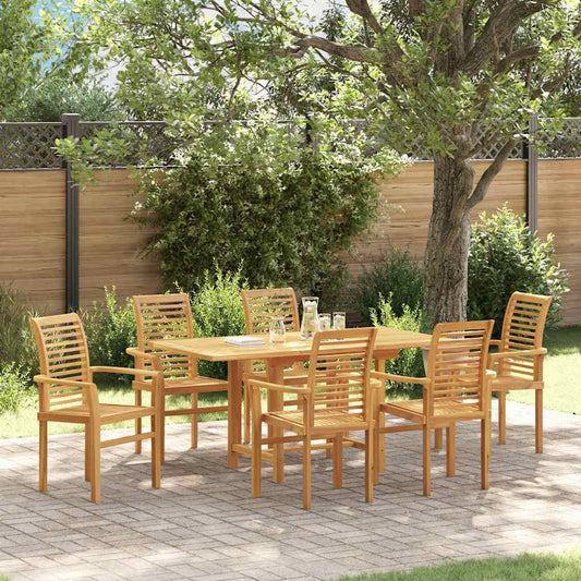 Conjunto De Comedor De Jardín 7 Pcs Marrón