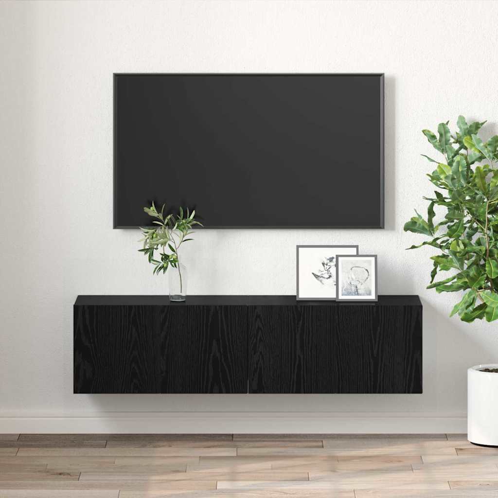 Conjunto De Mueble De Tv 2 Pcs Negro 60 X 30 X 30 Cm