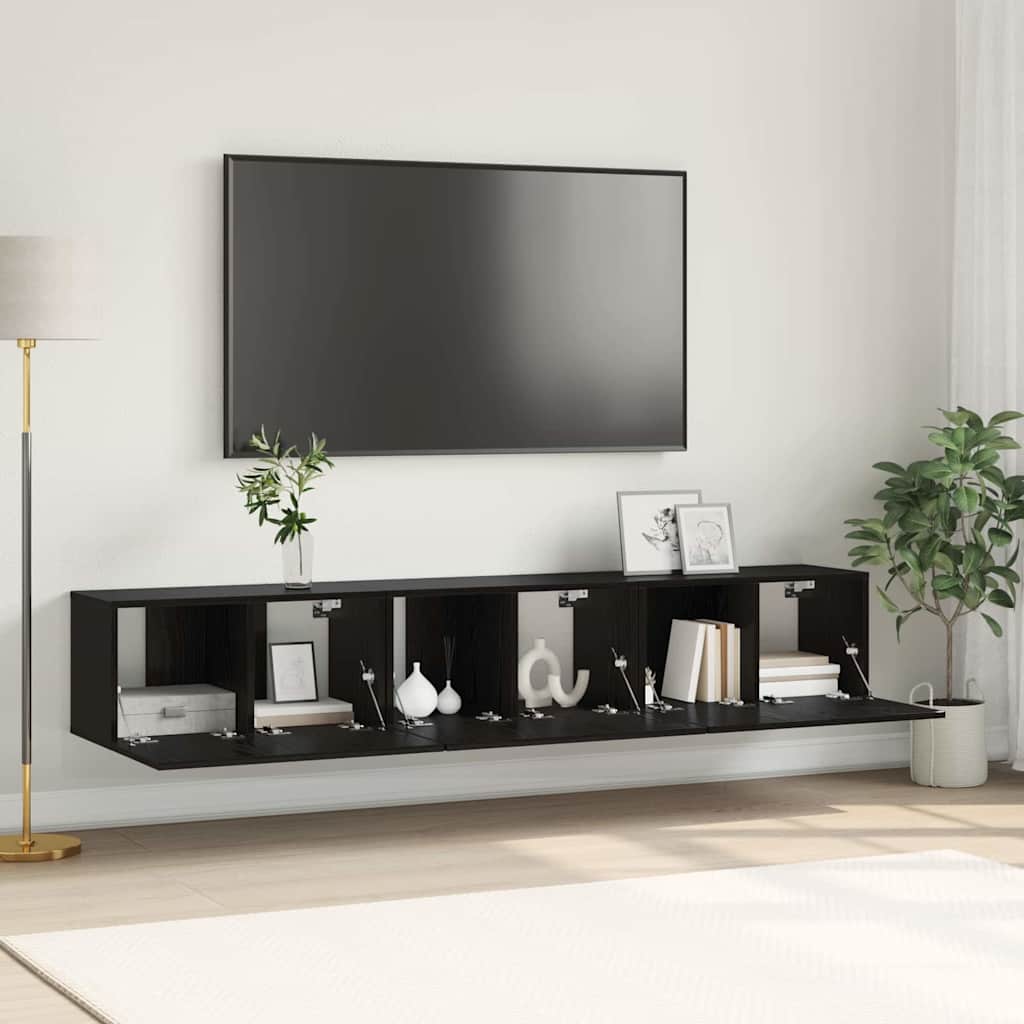 Conjunto De Mueble De Tv 3 Pcs Negro 60 X 30 X 30 Cm