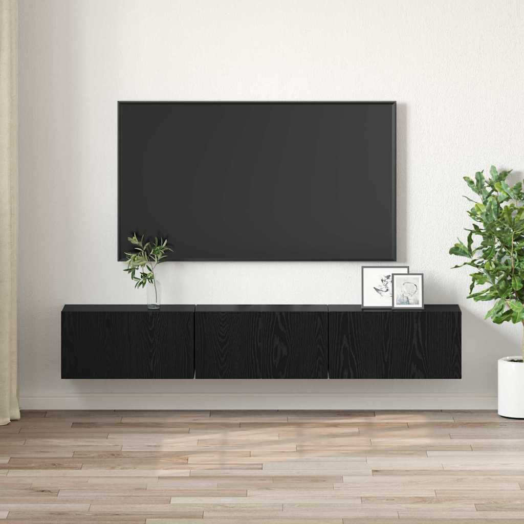 Conjunto De Mueble De Tv 3 Pcs Negro 60 X 30 X 30 Cm