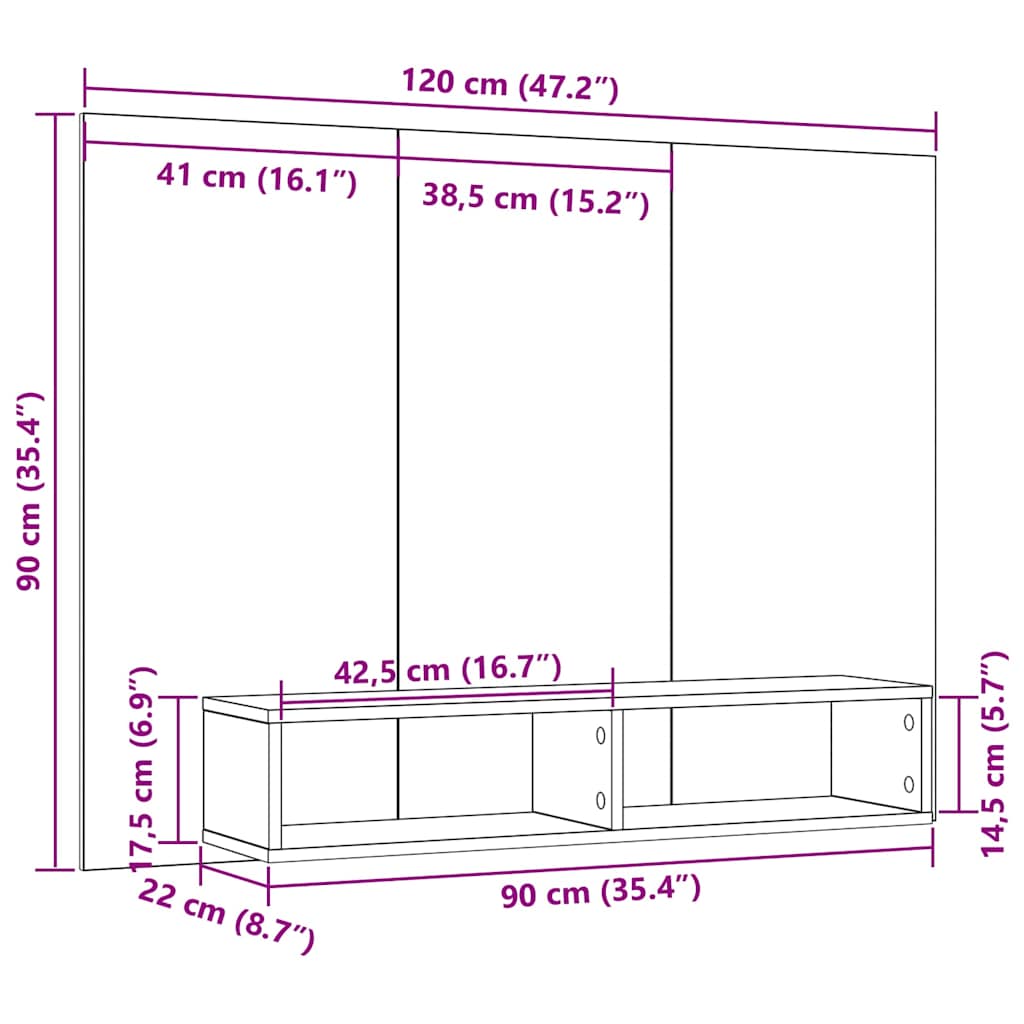 Conjunto De Mueble De Tv Madera Envejecida 120 X 23,5 X 90 Cm