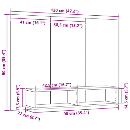 Conjunto De Mueble De Tv Roble Negro 120 X 23,5 X 90 Cm