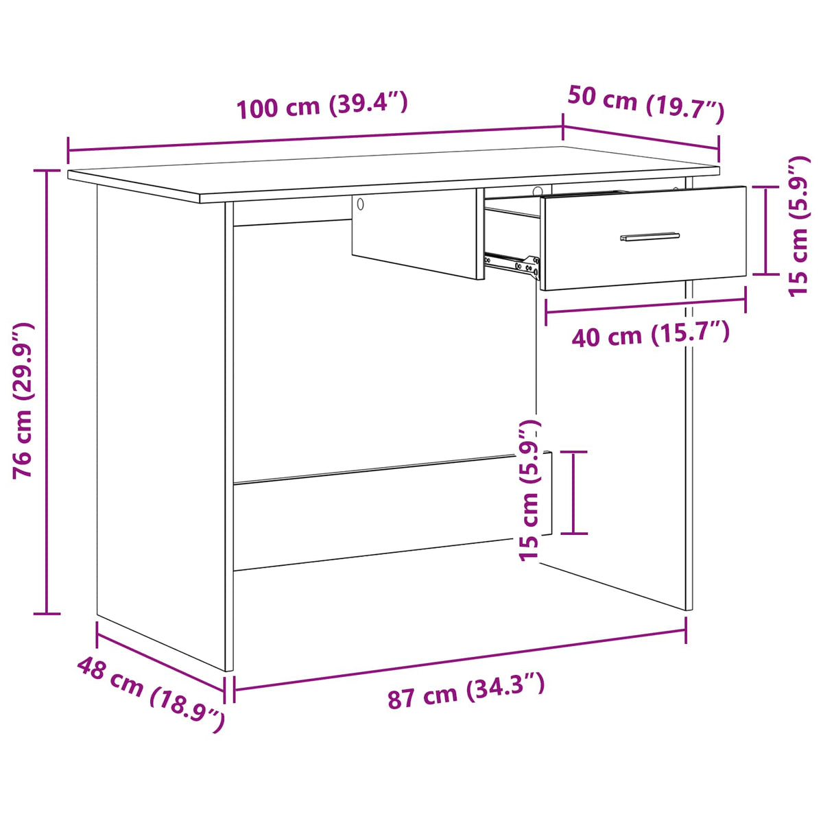 Escritorio Madera Vieja 100 X 50 X 76 Cm Madera De Ingeniería