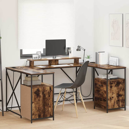 Escritorio Roble Marrón Madera De Ingeniería