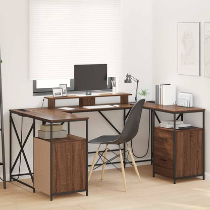 Escritorio Roble Marrón Madera De Ingeniería