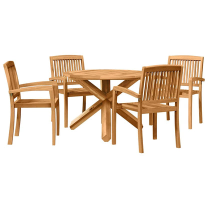 Conjunto De Comedor De Jardín 5 Pcs Natural