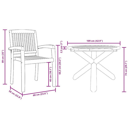 Conjunto De Comedor De Jardín 5 Pcs Natural