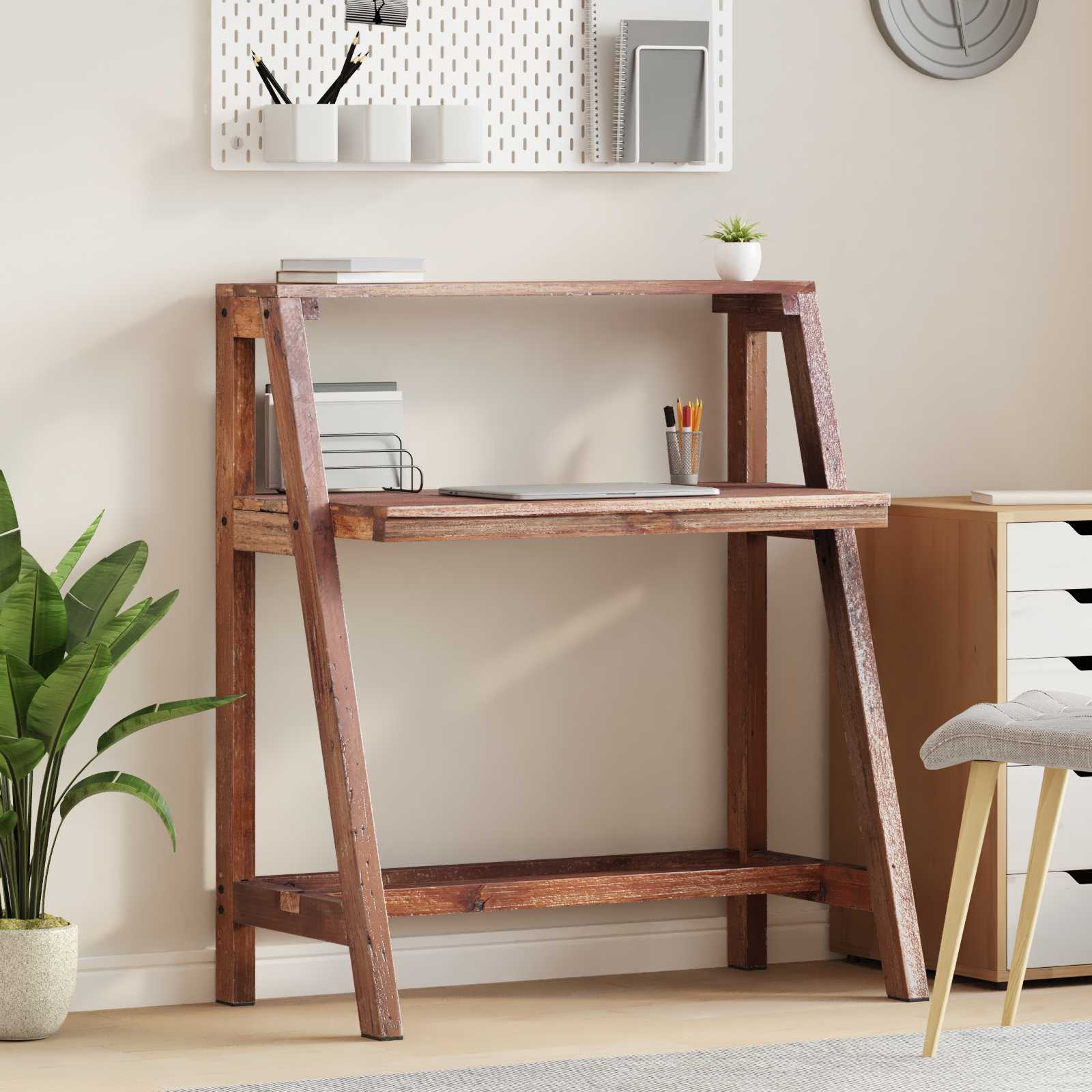 Escritorio Marrón 90 X 50 X 103 Cm Madera Sólida Recuperada