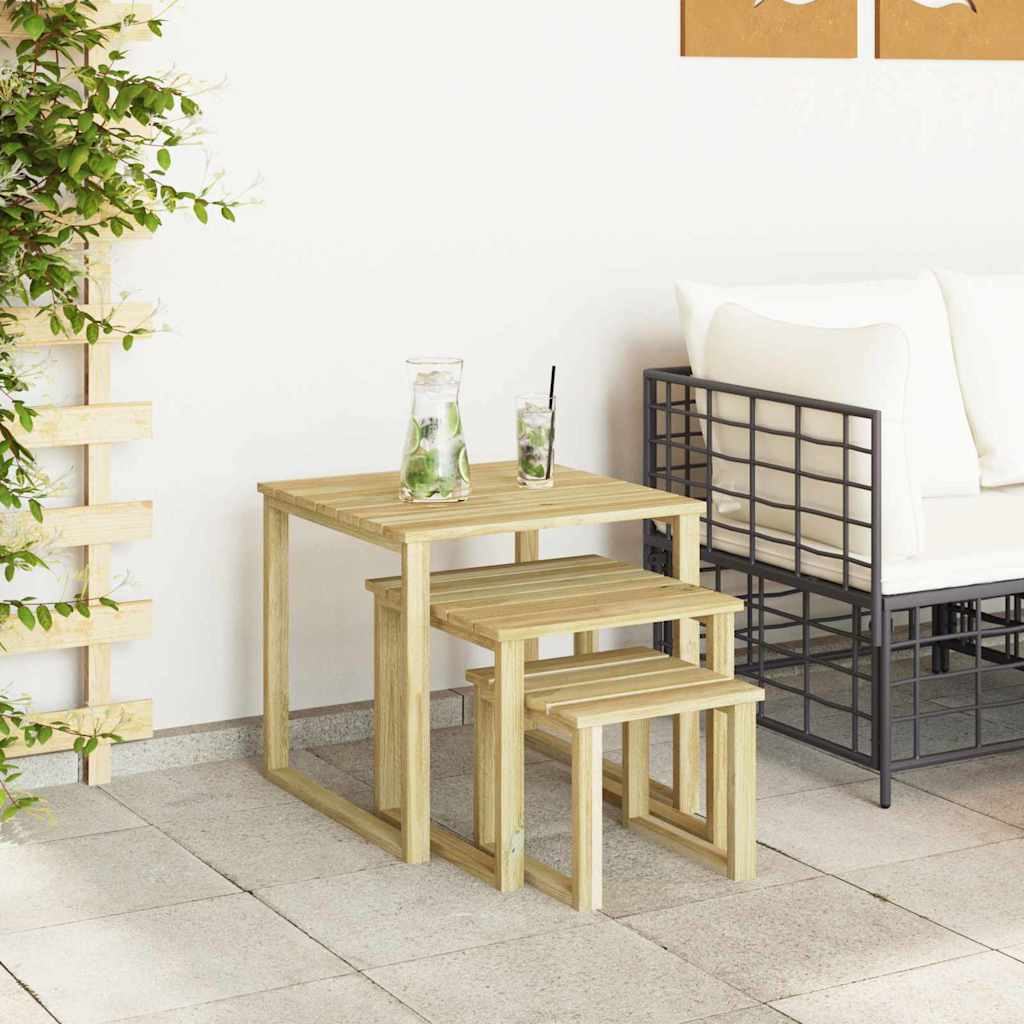 Mesa 3 Pcs Natural Madera De Pino Impregnada