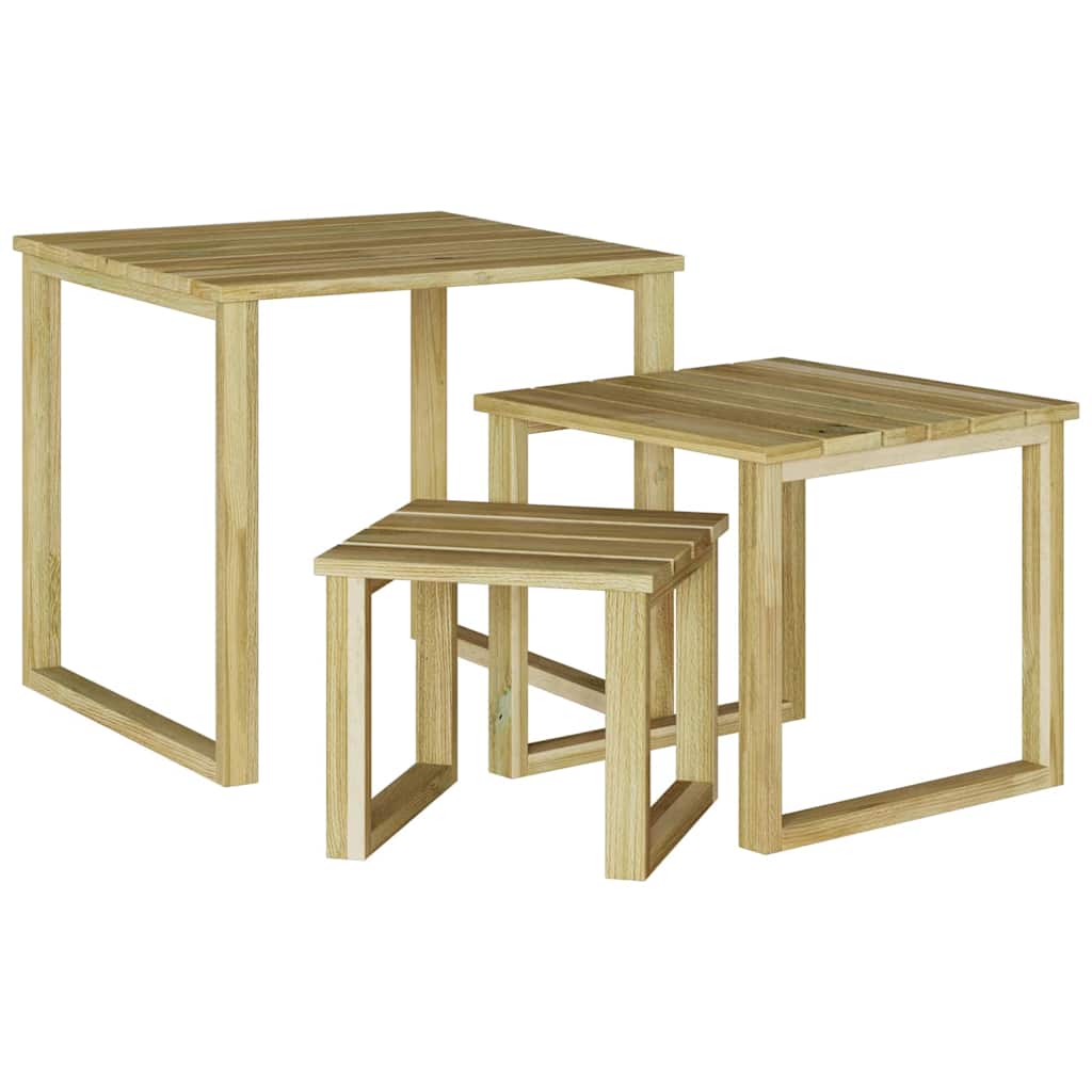 Mesa 3 Pcs Natural Madera De Pino Impregnada