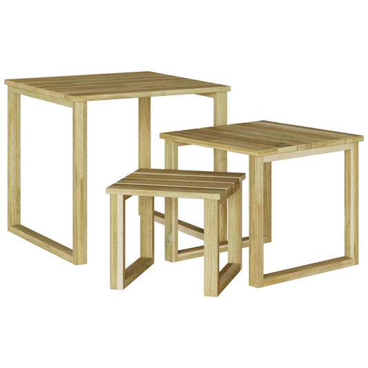 Mesa 3 Pcs Natural Madera De Pino Impregnada