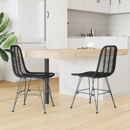 Silla De Comedor 2 Uds. Ratan E Hierro 44 X 54.5 X 85 Cm