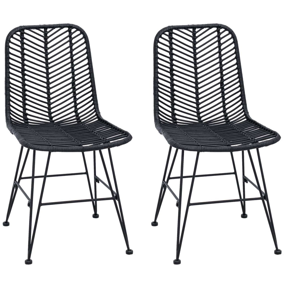 Silla De Comedor 2 Uds. Ratan E Hierro 44 X 54.5 X 85 Cm