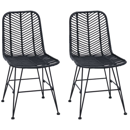 Silla De Comedor 2 Uds. Ratan E Hierro 44 X 54.5 X 85 Cm