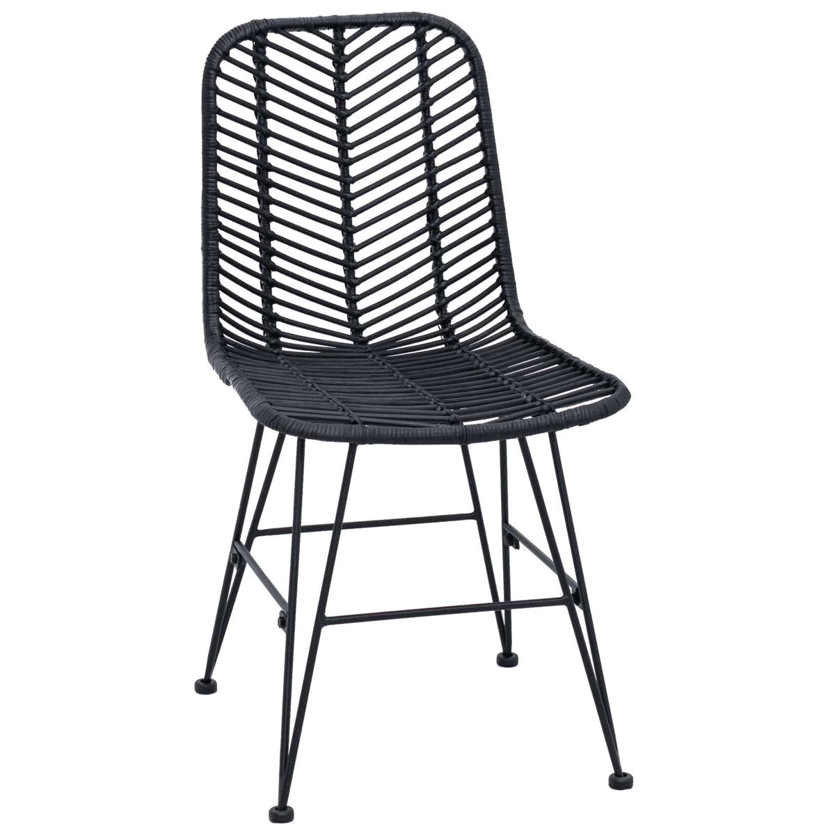 Silla De Comedor 2 Uds. Ratan E Hierro 44 X 54.5 X 85 Cm