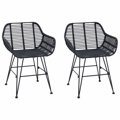 Silla De Comedor 2 Uds. Ratan E Hierro 55 X 50 X 74 Cm