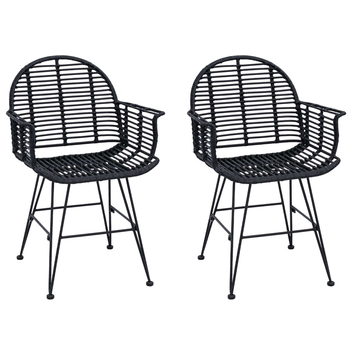 Silla De Comedor 2 Uds. Ratan E Hierro 57 X 55 X 85 Cm