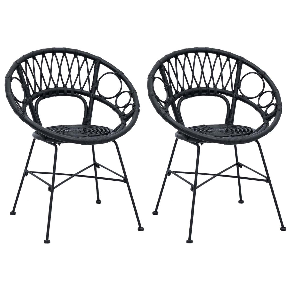 Silla De Comedor 2 Uds. Ratan E Hierro 54 X 65 X 82 Cm
