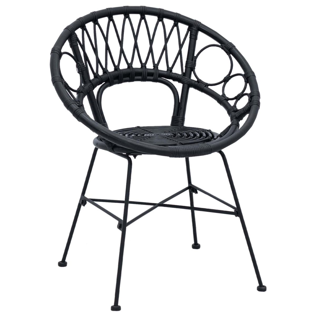 Silla De Comedor 2 Uds. Ratan E Hierro 54 X 65 X 82 Cm