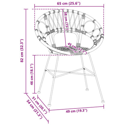 Silla De Comedor 2 Uds. Ratan E Hierro 54 X 65 X 82 Cm