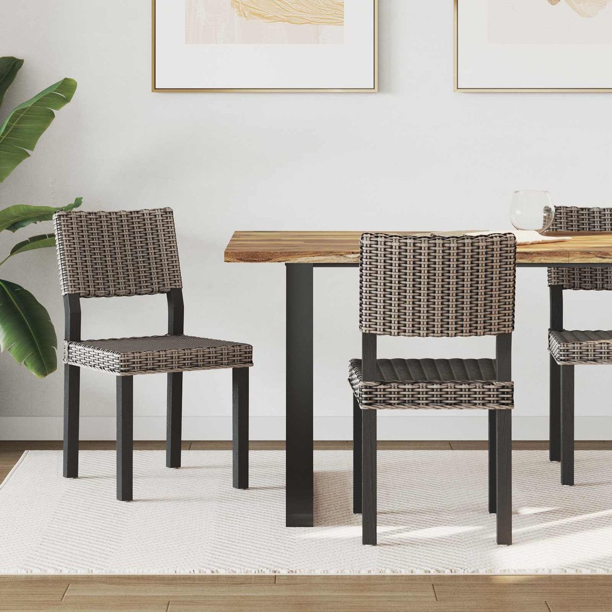 Silla De Comedor Gendt 2 Uds. Ratán Kubu Lavado Negro