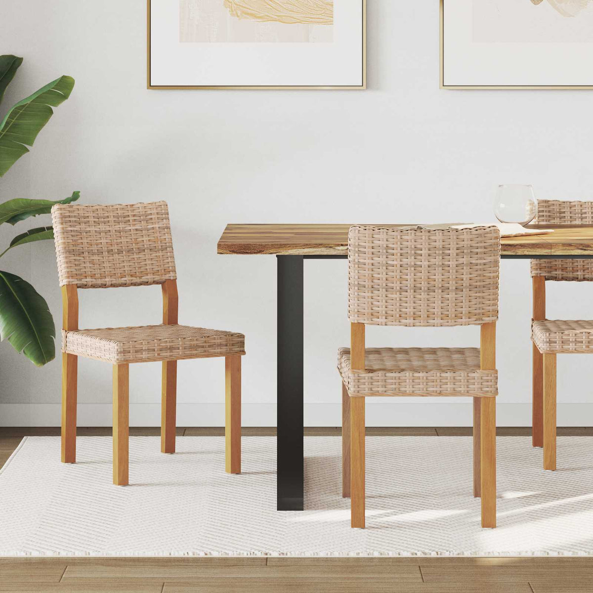 Silla De Comedor Gendt 2 Uds. Ratán Kubu Lavado Negro