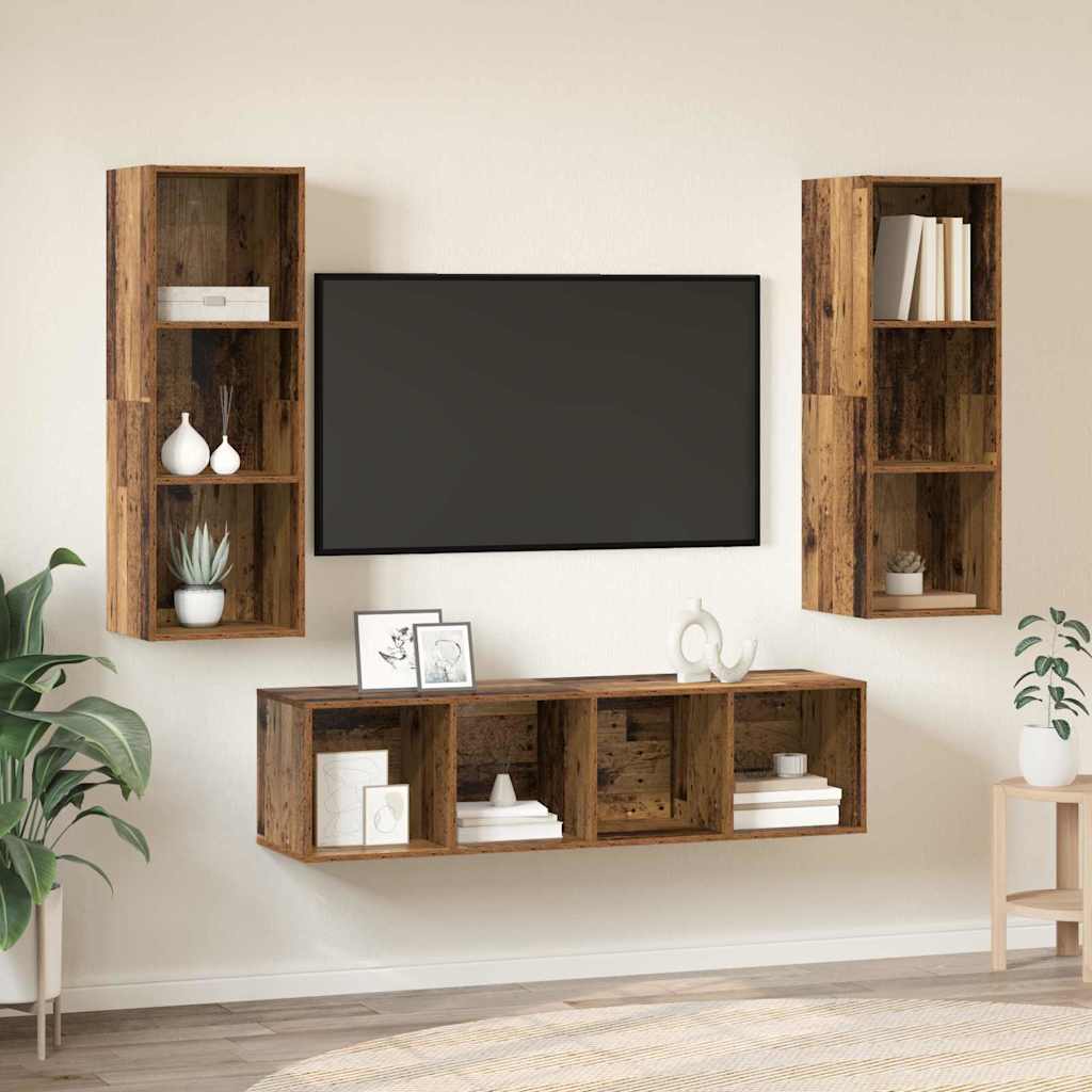 Conjunto De Mueble De Tv 3 Pcs Roble Artesanal