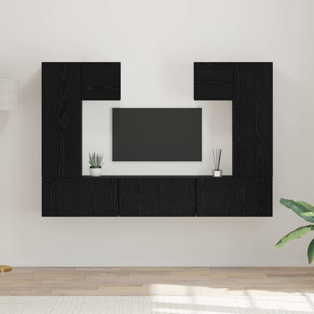 Conjunto De Mueble De Tv 7 Pcs Madera De Ingeniería