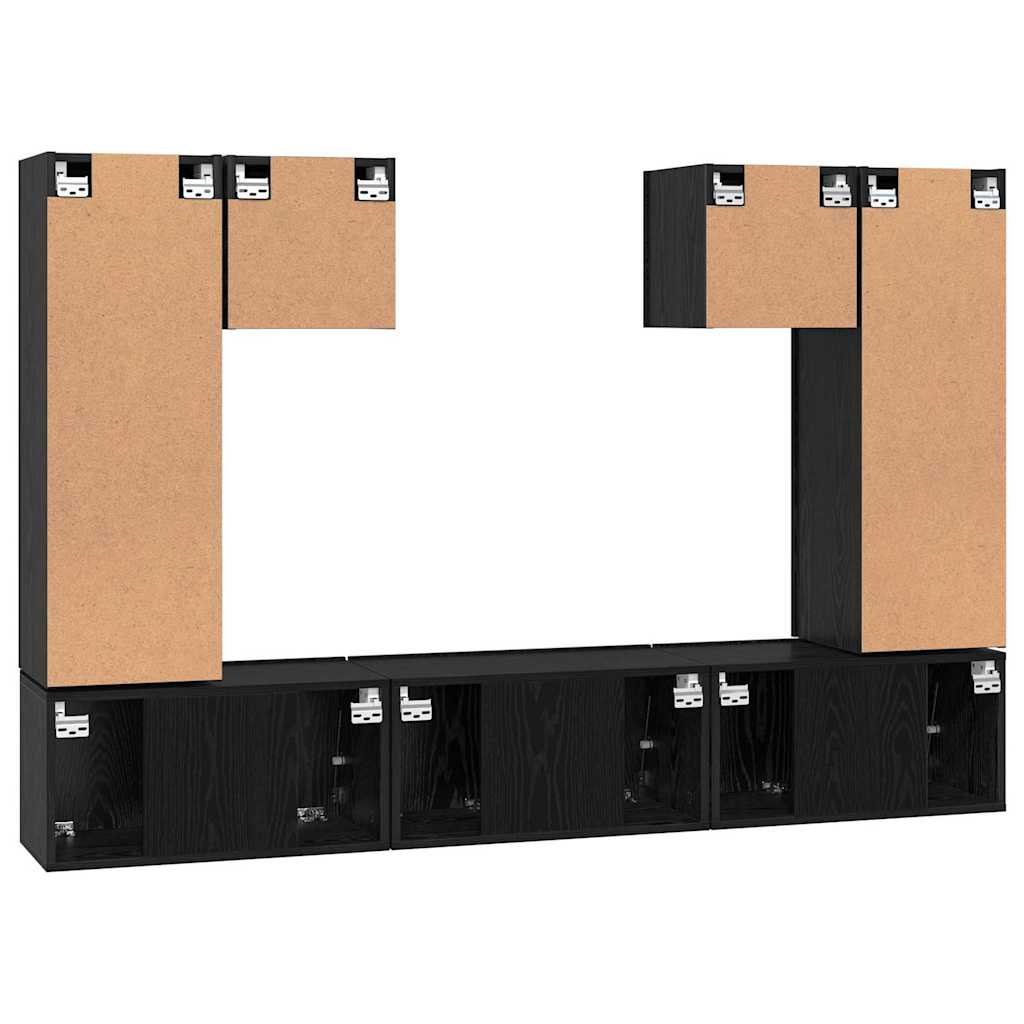 Conjunto De Mueble De Tv 7 Pcs Madera De Ingeniería